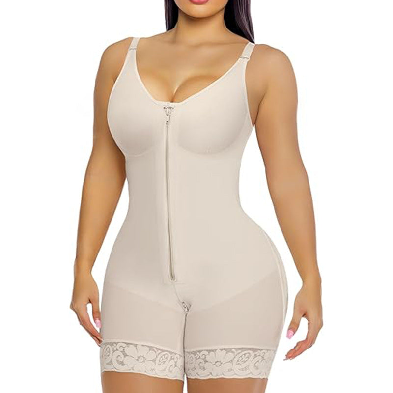 Mesh Corset Leotard with Zipper Detail
