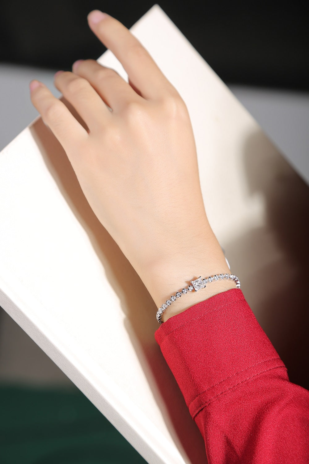 Rubik's Cube - S925 Platinum Plated Moissanite Bracelet Set