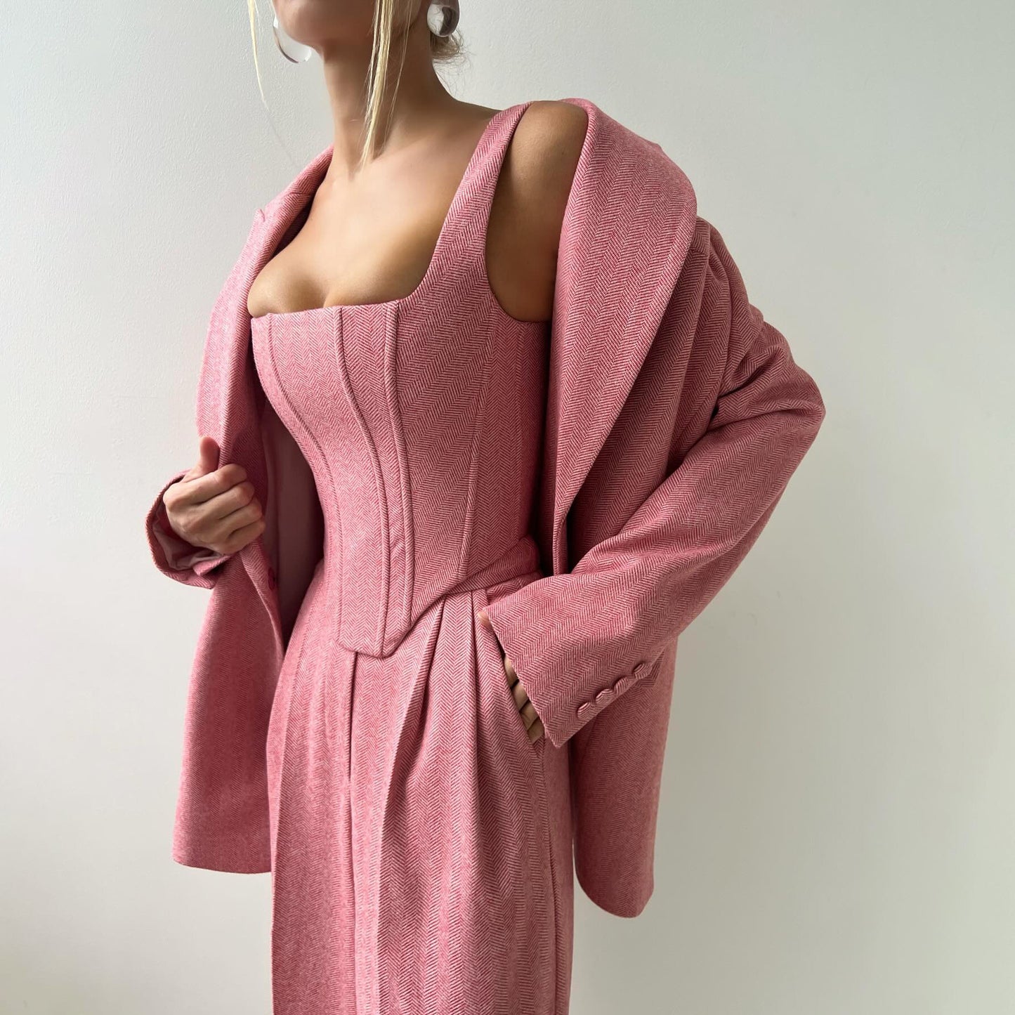 Women's Fishbone Pattern Tailored Suit