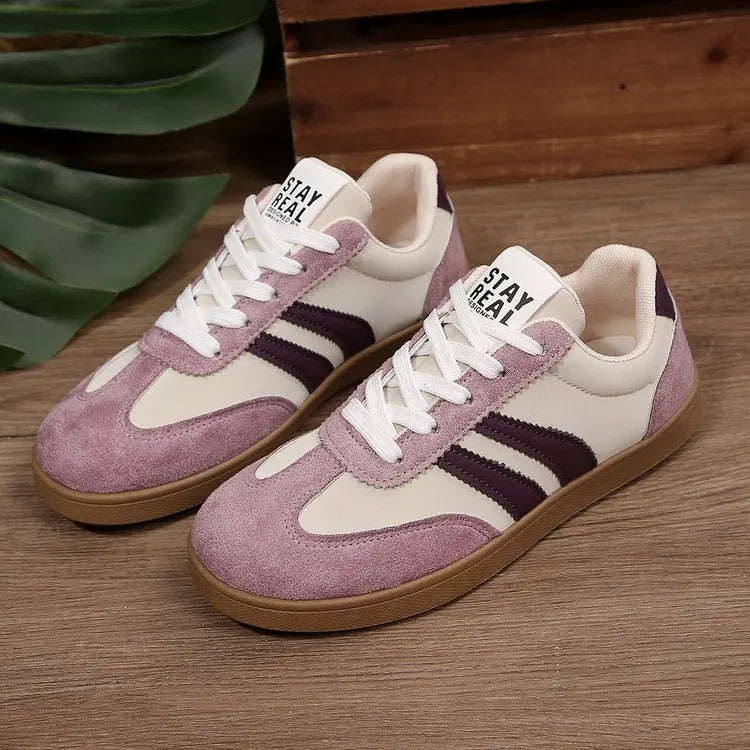 Lightweight Comfortable Sneakers for Women Fashion Striped Lace Up Sports Casual Breathable Sneakers