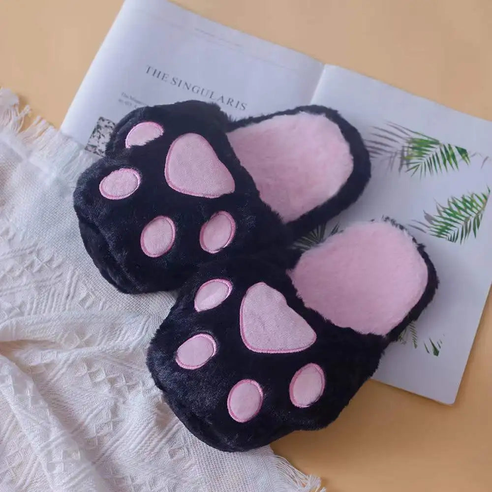 Cute Cat Paw Slippers for Women Indoor Memory Foam Soft Warm Cozy Bedroom Non-Slip Slides