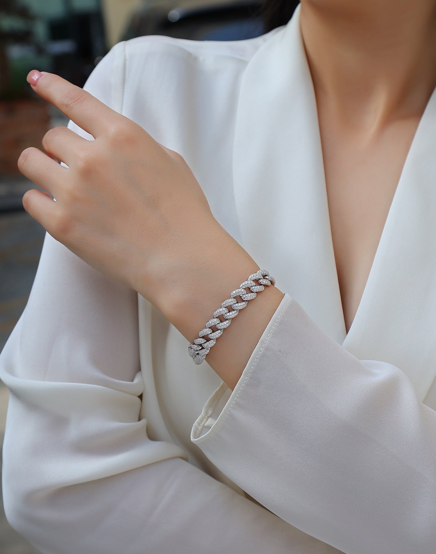 Red Glow Orange Light - S925 Platinum Plated Moissanite Bracelet Set