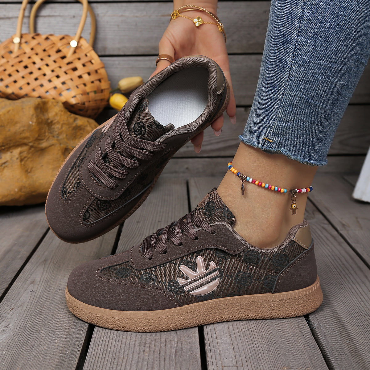 Women's Chunky Sole Retro Sneakers - Comfortable Style