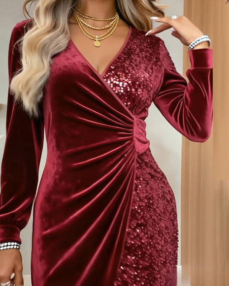 Sequin Velvet Bodycon Dress