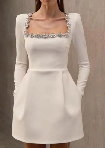 Rhinestone Floral A-Line Dress