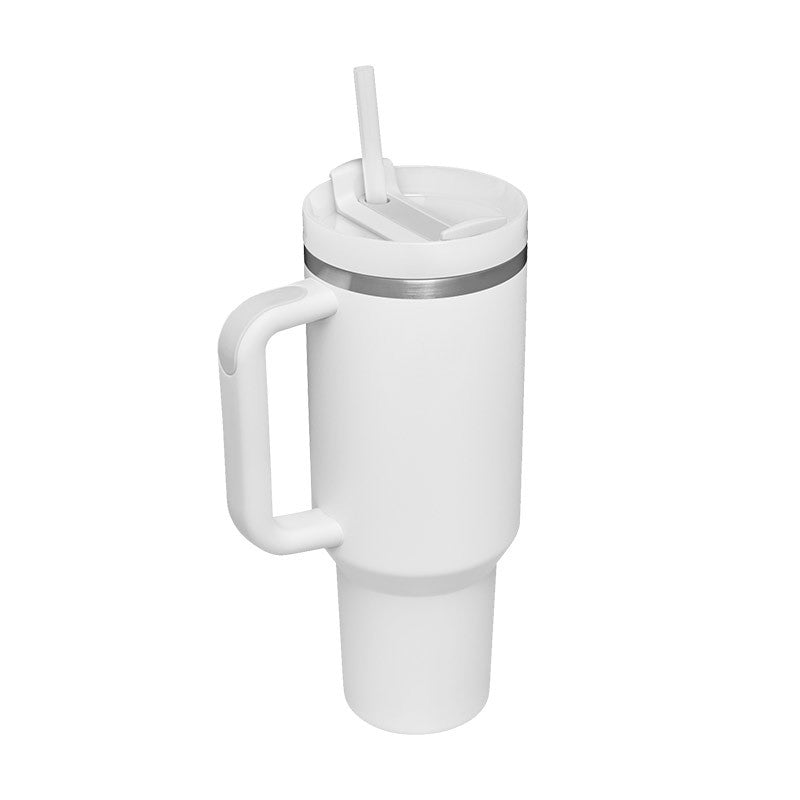 40oz Insulated Stainless Steel Tumbler with Handle & Straw - Spill-Proof Travel Mug