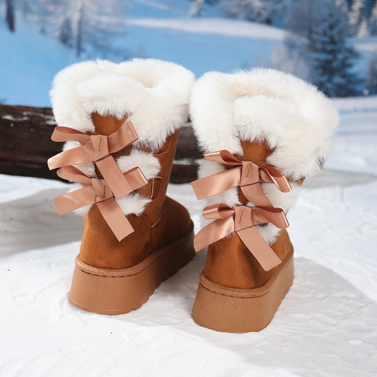 Belles bottes chaudes en peluche pour femmes