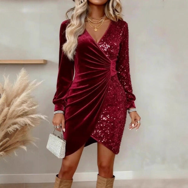 Sequin Velvet Bodycon Dress