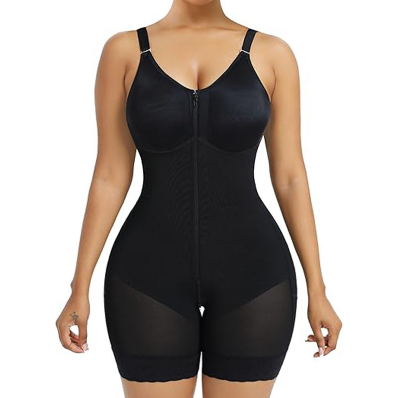 Mesh Corset Leotard with Zipper Detail