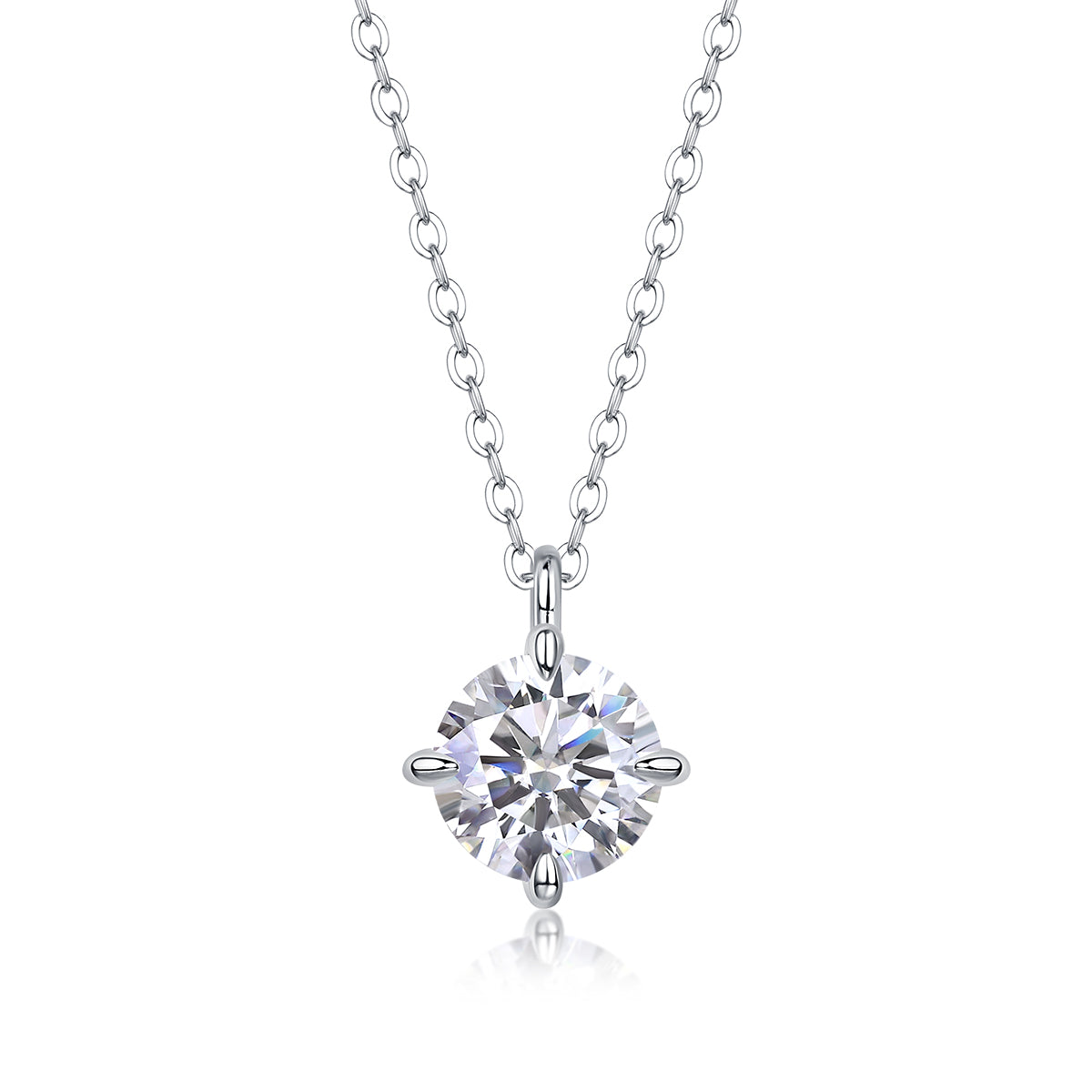 Round Rhythm - S925 Platinum Plated Moissanite Pendant Necklace