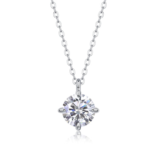 Round Rhythm - S925 Platinum Plated Moissanite Pendant Necklace