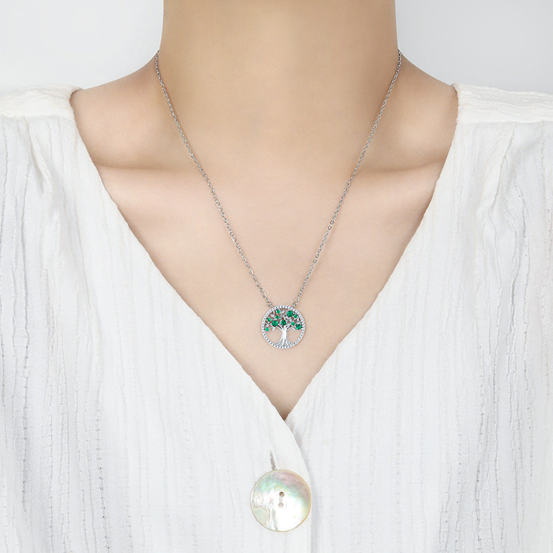 Collier Arbre de Vie - Pendentif Zircon Coloré Creux