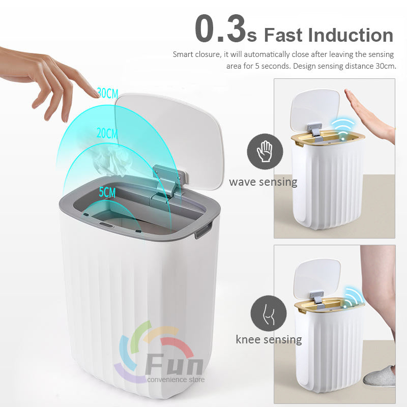 Automatic Smart Trash Can with Sensor Lid - Touchless Dustbin for Bedroom, Living Room & Kitchen Storage