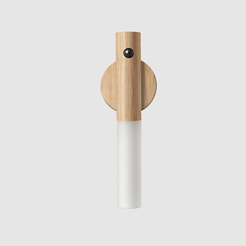 Magnetic Wooden LED Night Light with Motion Sensor - USB Rechargeable Wall Light