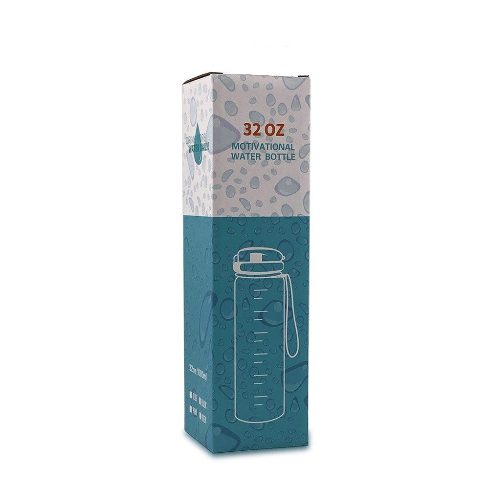 Water Bottle  1L with Time Marker - Leakproof Sports Bottle with Bounce Cover