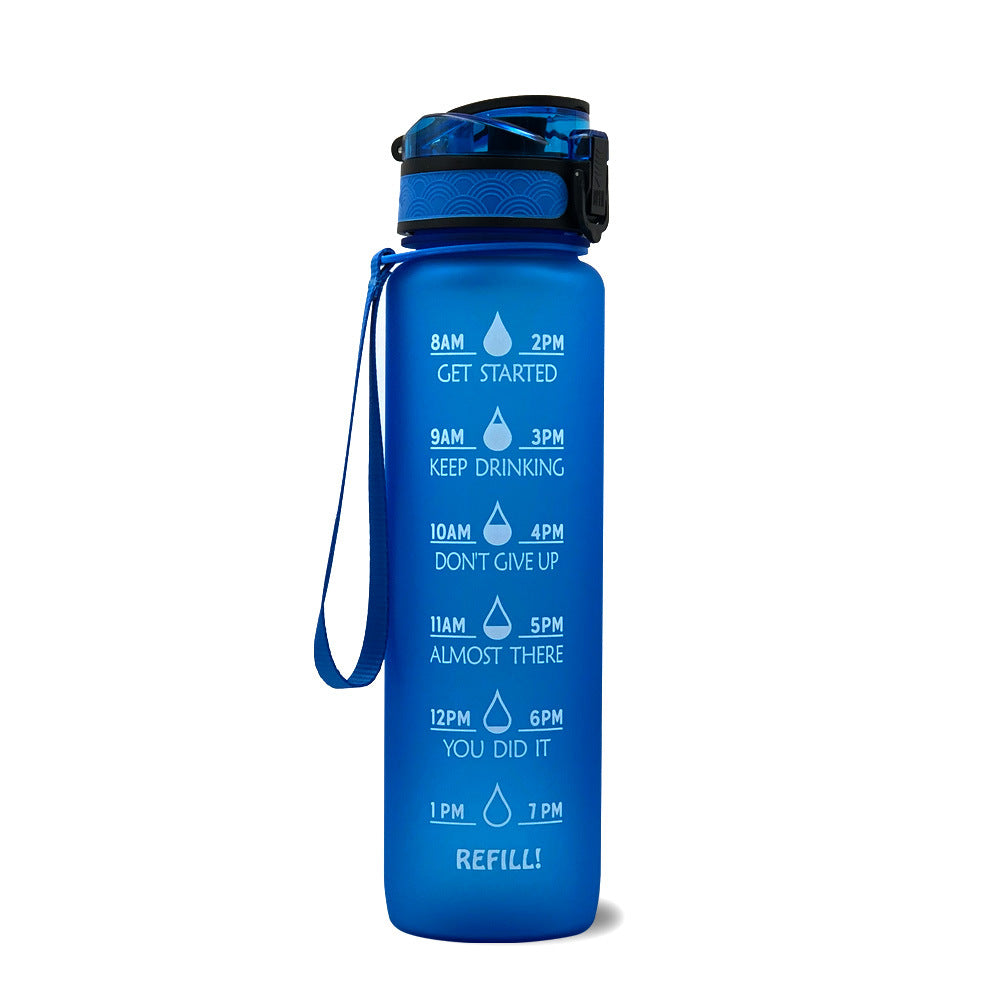 Water Bottle  1L with Time Marker - Leakproof Sports Bottle with Bounce Cover