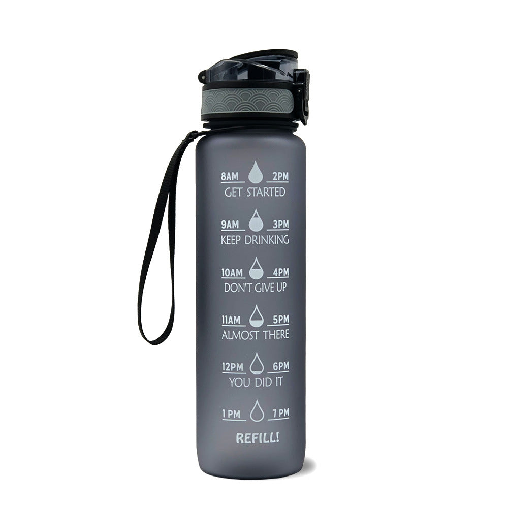 Water Bottle  1L with Time Marker - Leakproof Sports Bottle with Bounce Cover