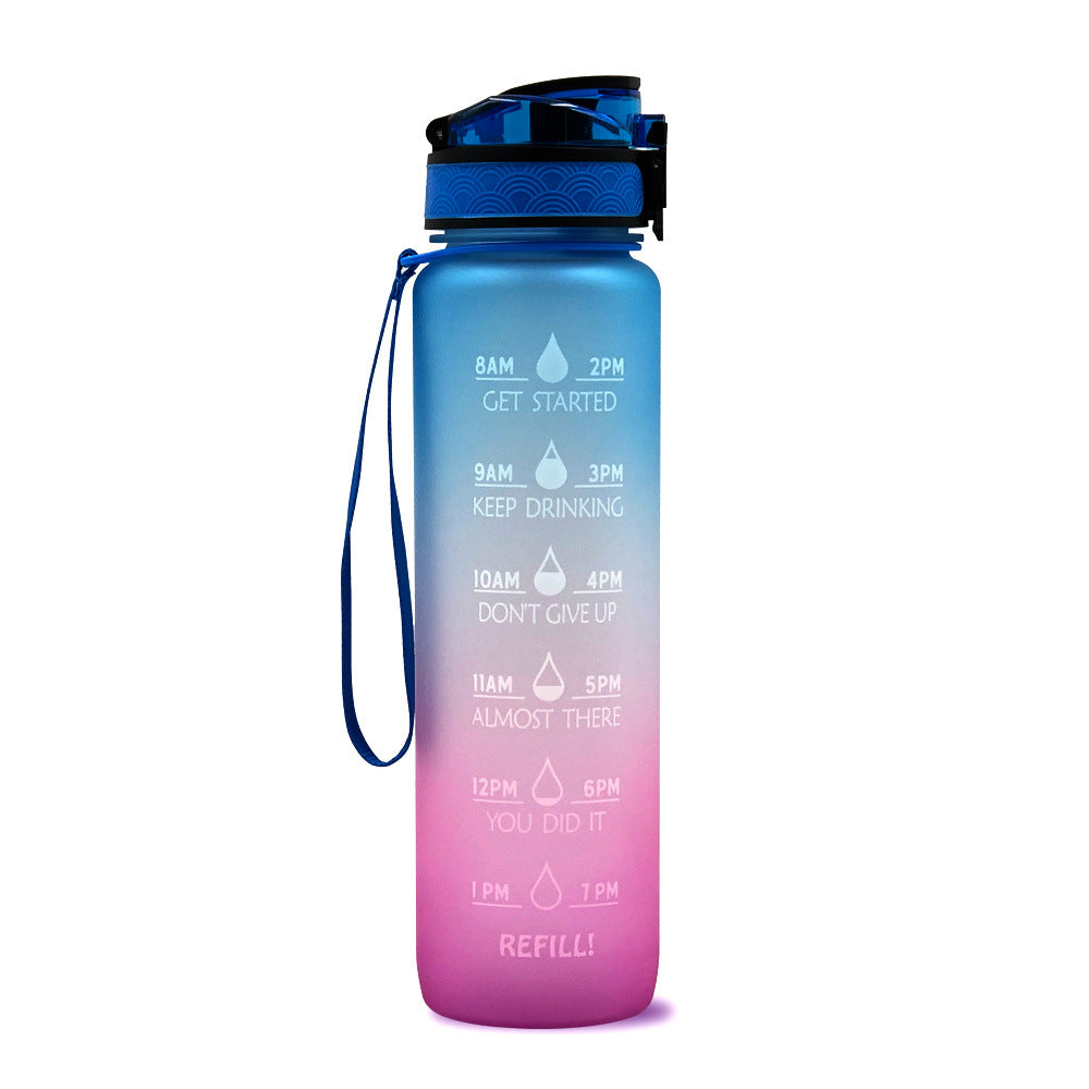 Water Bottle  1L with Time Marker - Leakproof Sports Bottle with Bounce Cover
