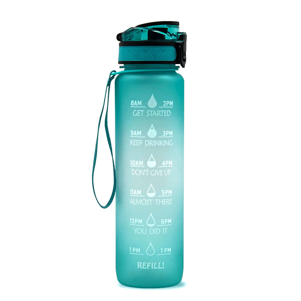 Water Bottle  1L with Time Marker - Leakproof Sports Bottle with Bounce Cover