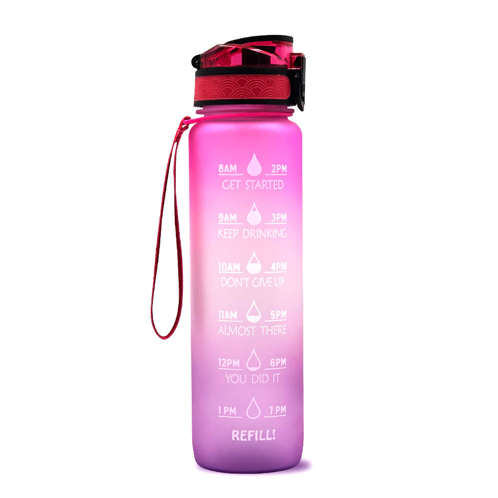 Water Bottle  1L with Time Marker - Leakproof Sports Bottle with Bounce Cover