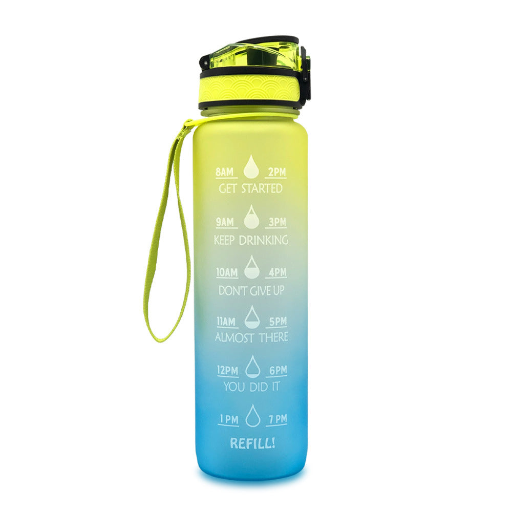 Water Bottle  1L with Time Marker - Leakproof Sports Bottle with Bounce Cover