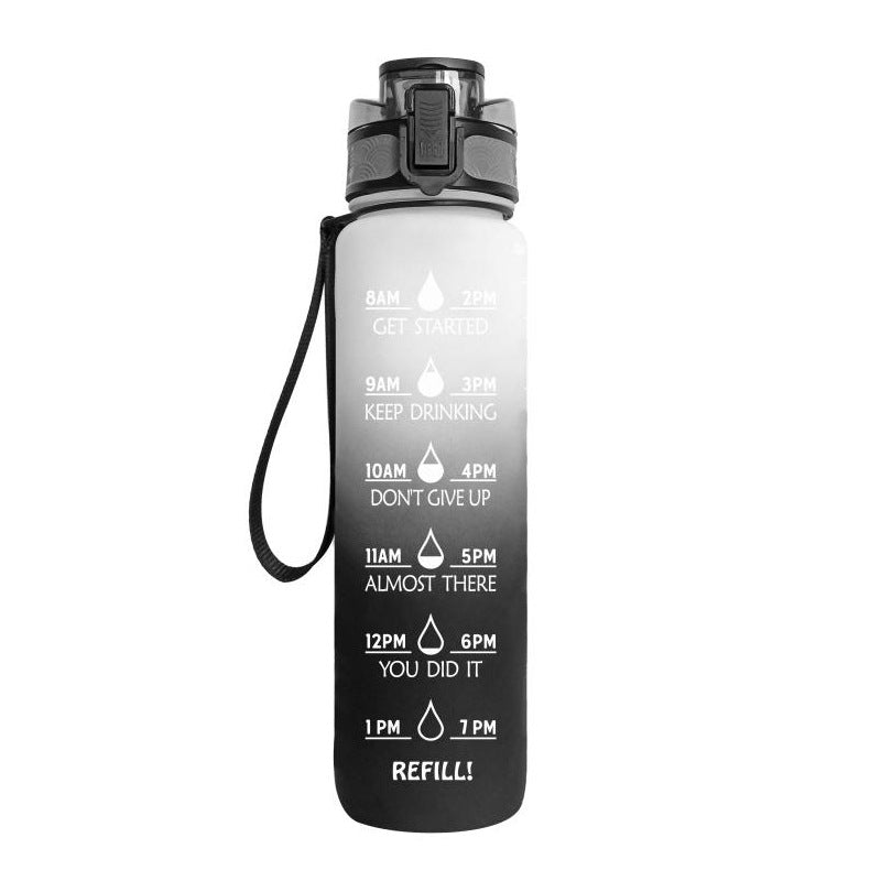Water Bottle  1L with Time Marker - Leakproof Sports Bottle with Bounce Cover