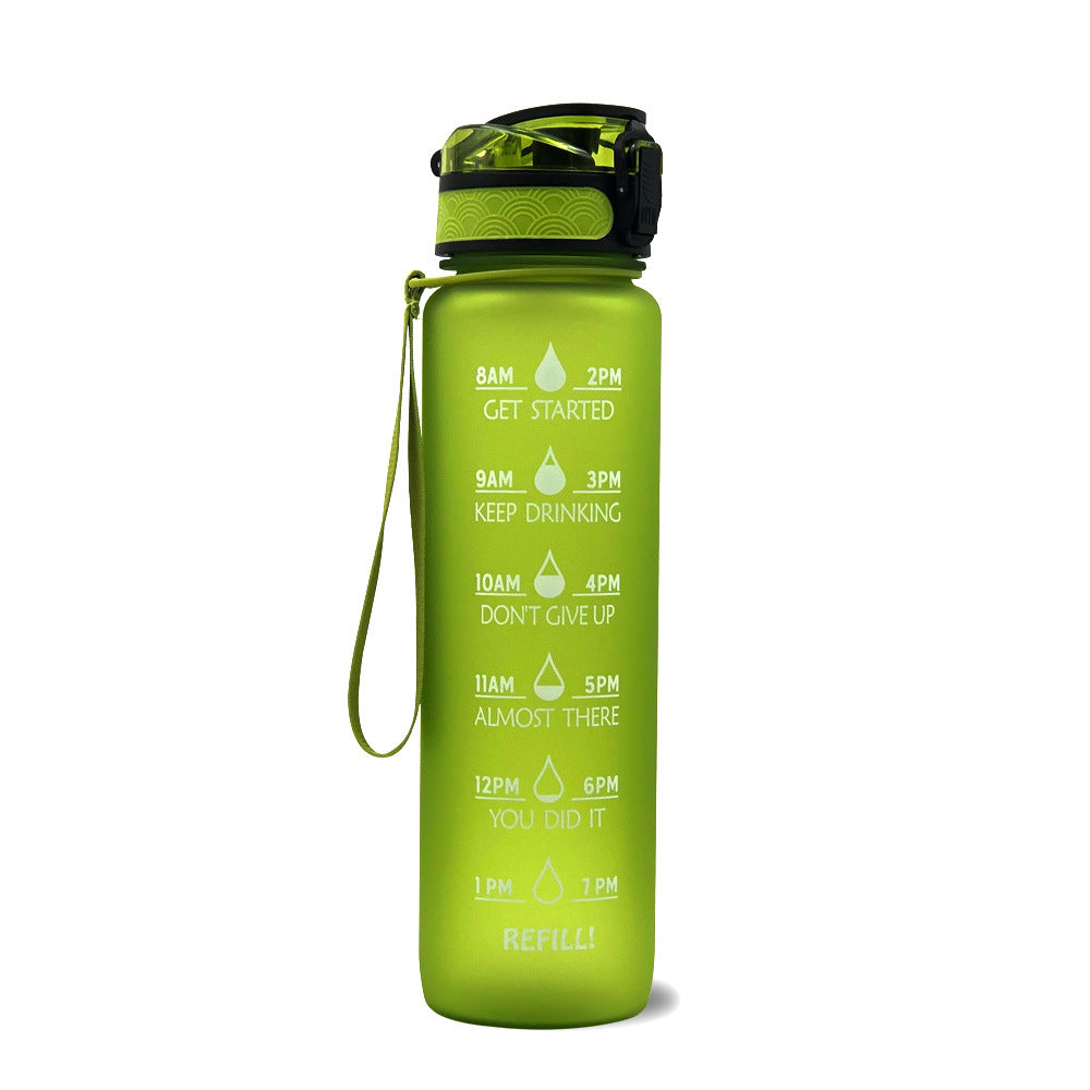 Water Bottle  1L with Time Marker - Leakproof Sports Bottle with Bounce Cover