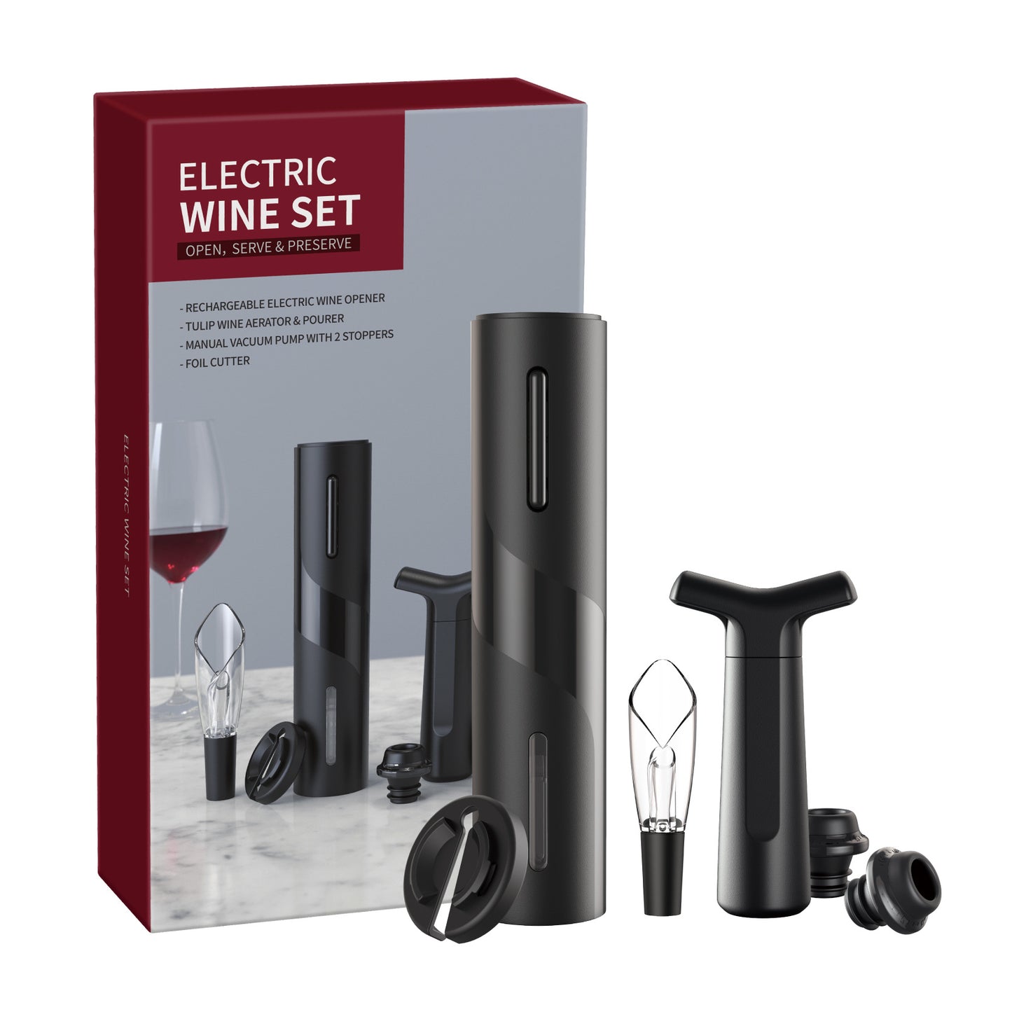 USB Rechargeable Electric Wine Bottle Opener - Automatic Corkscrew