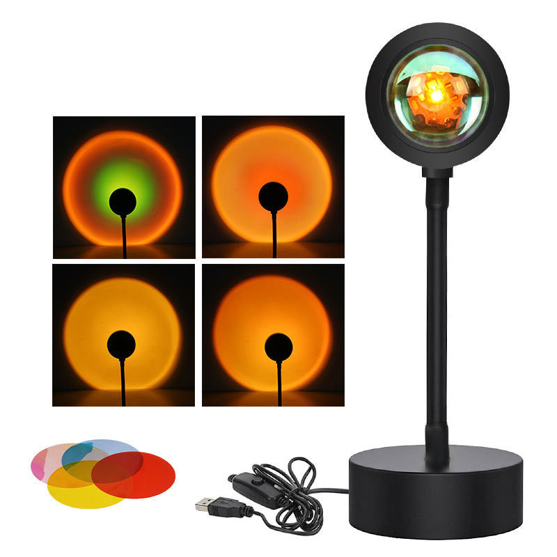 Sunset Projection Lamp - Rotating Rainbow Night Light for Wall Decoration
