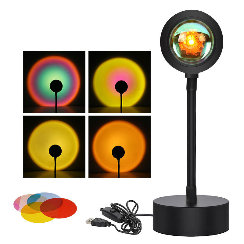 Sunset Projection Lamp - Rotating Rainbow Night Light for Wall Decoration