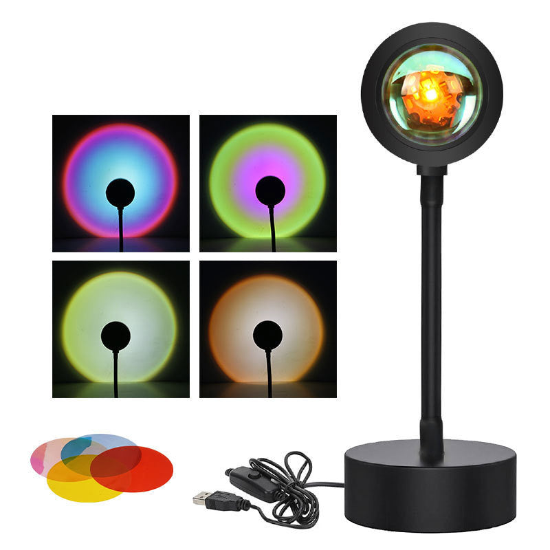 Sunset Projection Lamp - Rotating Rainbow Night Light for Wall Decoration