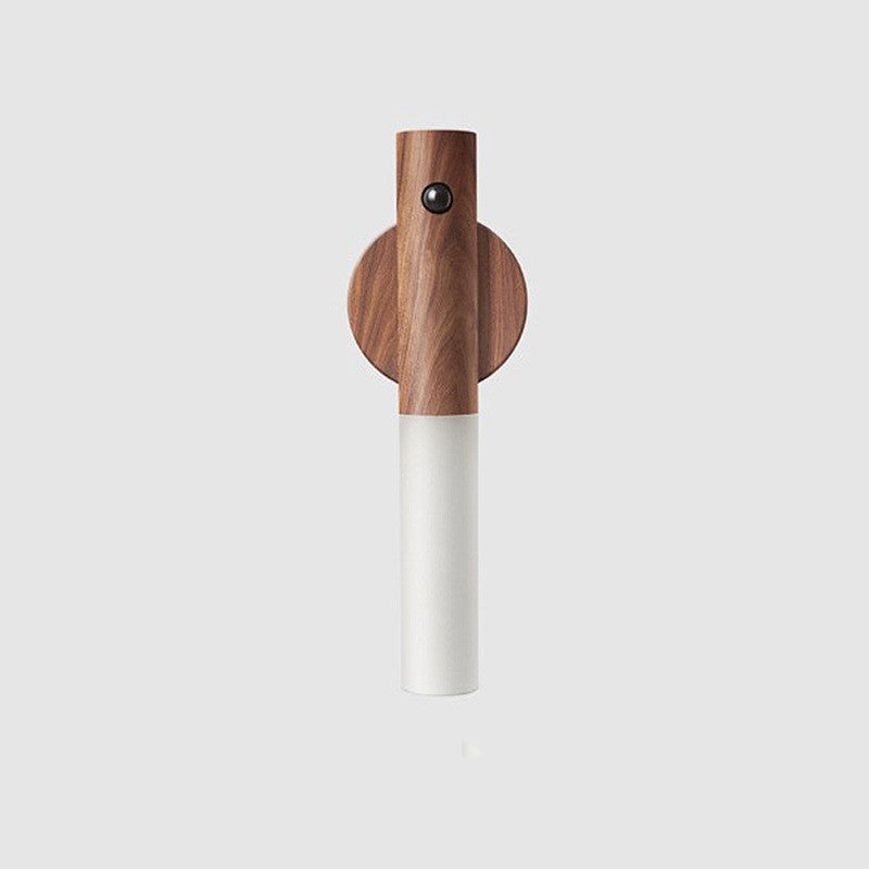 Magnetic Wooden LED Night Light with Motion Sensor - USB Rechargeable Wall Light