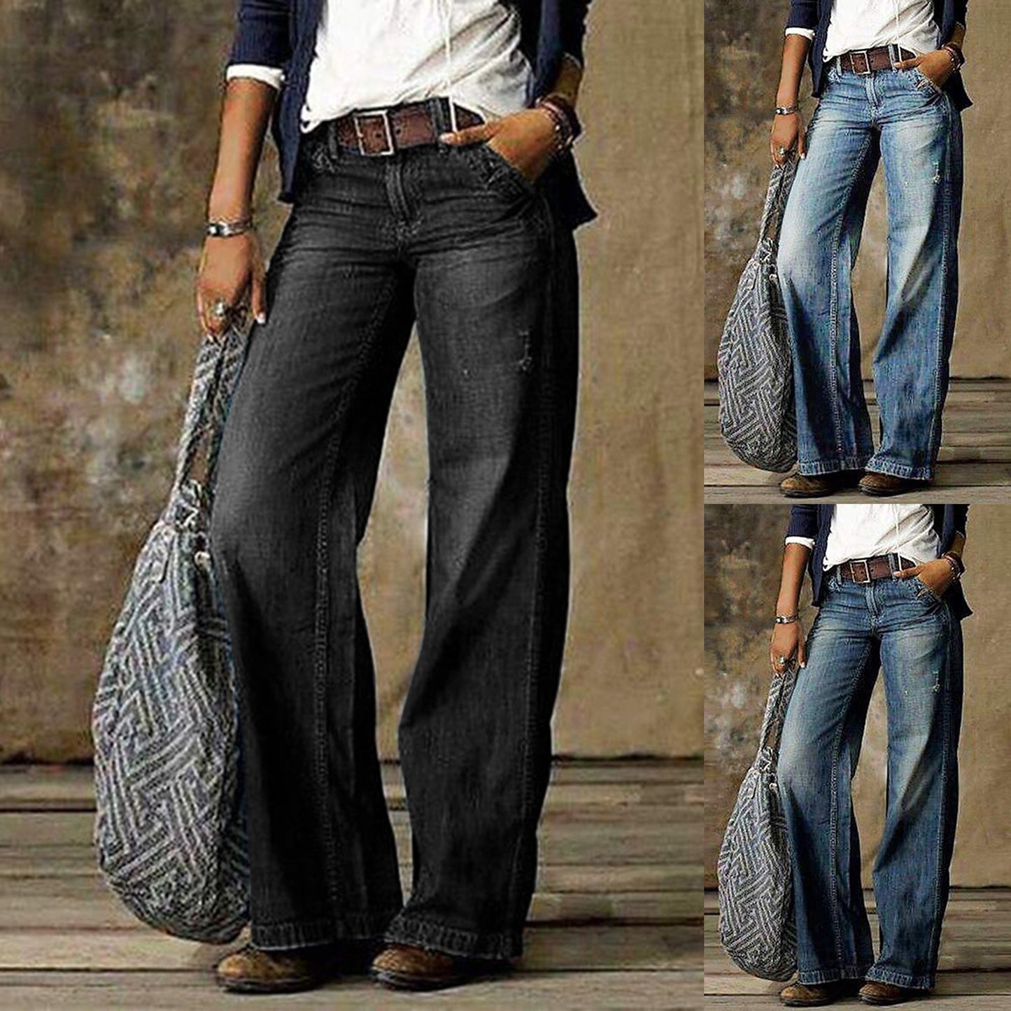 Jeans droits pour femme avec poches
