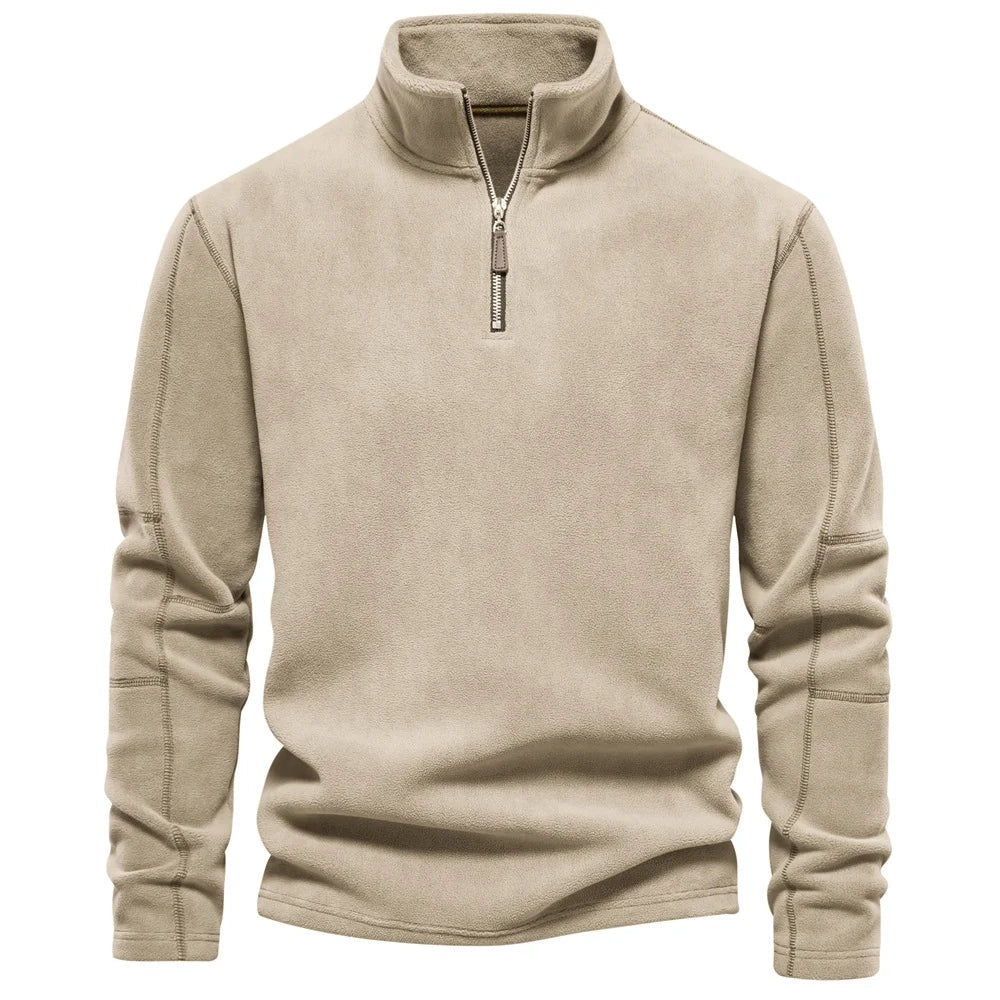 Men's Fleece-Lined Zip Stand Collar Sweatshirt