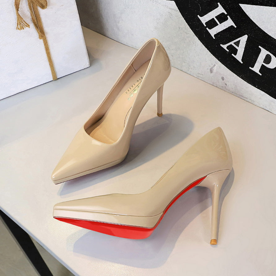 Women's Professional Patent Leather Stiletto Heel Pumps - Elegant High Heel Shoes