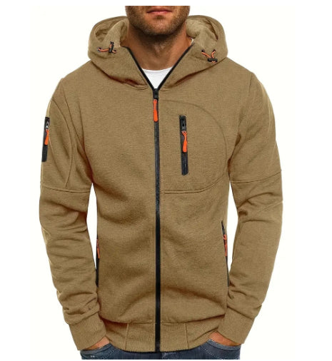Men's Zip-Up Hooded Sports Jacket