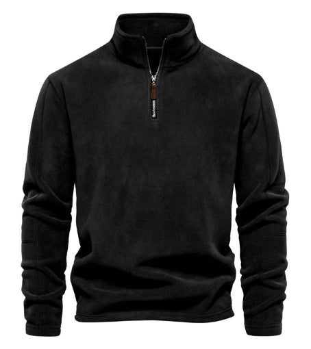 Men's Fleece-Lined Zip Stand Collar Sweatshirt