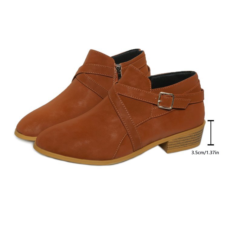 Bottes en cuir grandes tailles pour femme avec fermeture éclair latérale et brides croisées