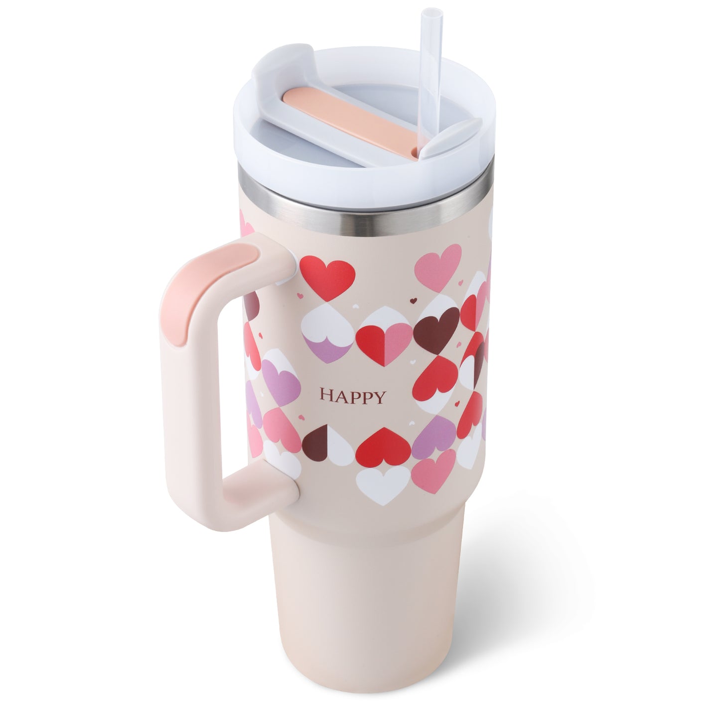 40oz Insulated Stainless Steel Tumbler with Handle & Straw - Spill-Proof Travel Mug