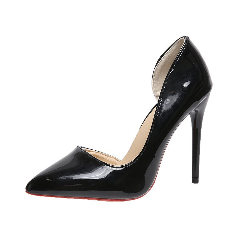 Women's Designer Patent Leather Stiletto Heels - Black High Heel Pumps