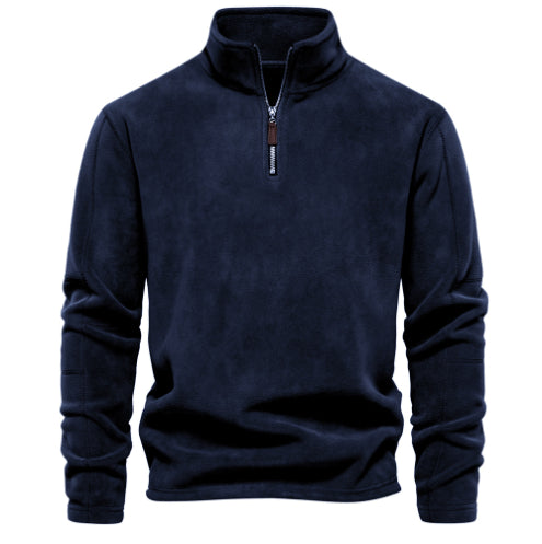 Men's Fleece-Lined Zip Stand Collar Sweatshirt