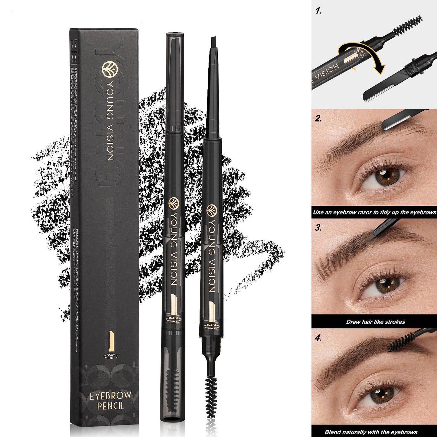 3-in-1 Waterproof Eyebrow Pencil - Smudge-Proof Long-Lasting