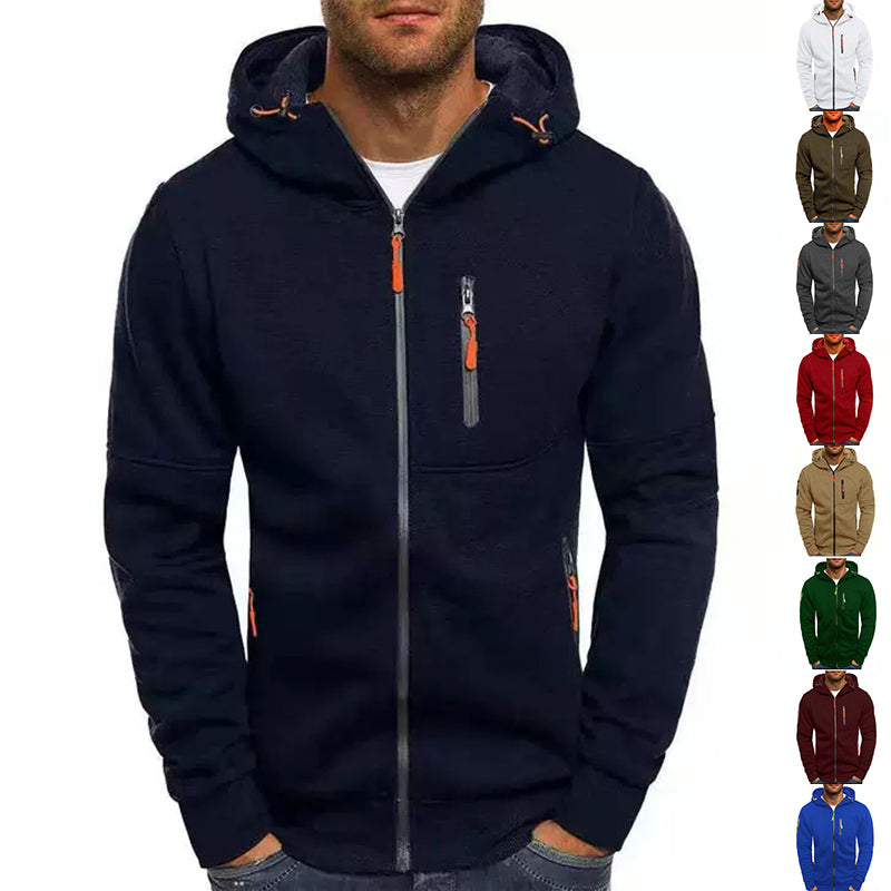 Men's Zip-Up Hooded Sports Jacket