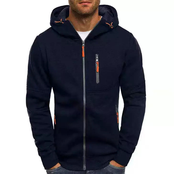 Men's Zip-Up Hooded Sports Jacket