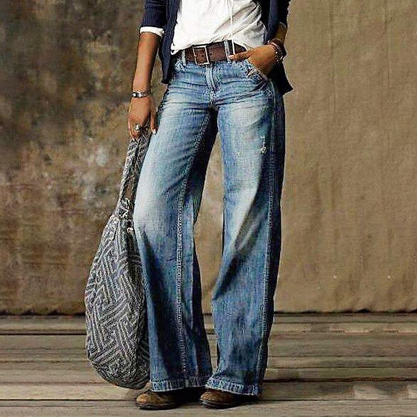 Jeans droits pour femme avec poches