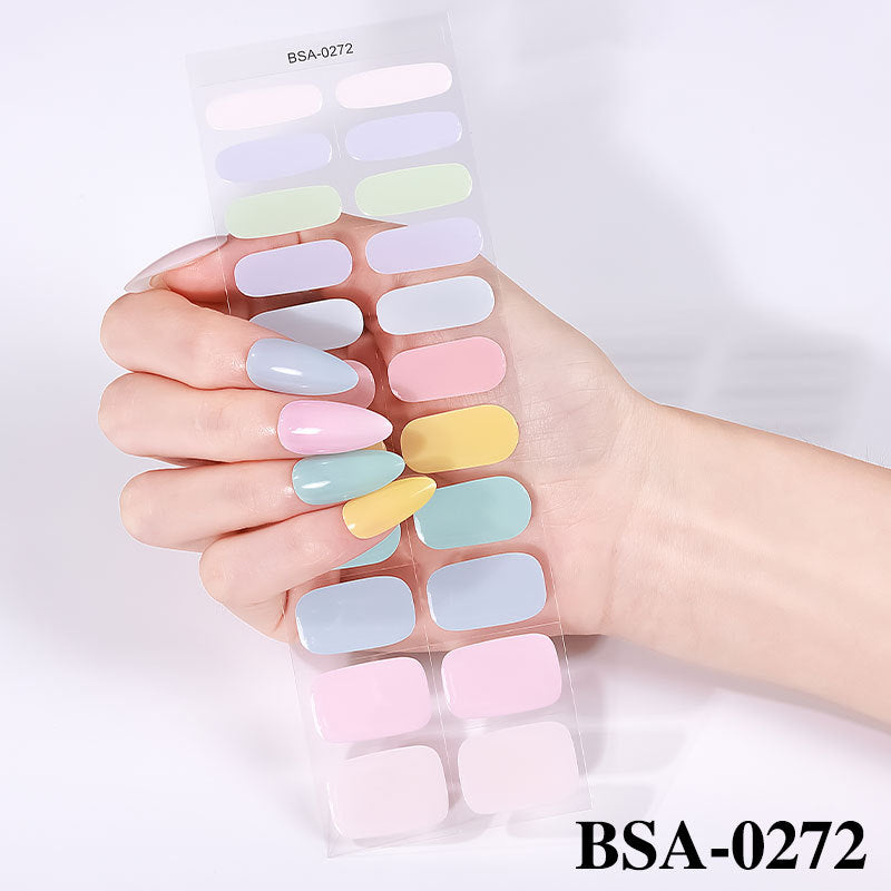 Solid Color Gel Nail Stickers – No-Bake Shimmer Appliqués