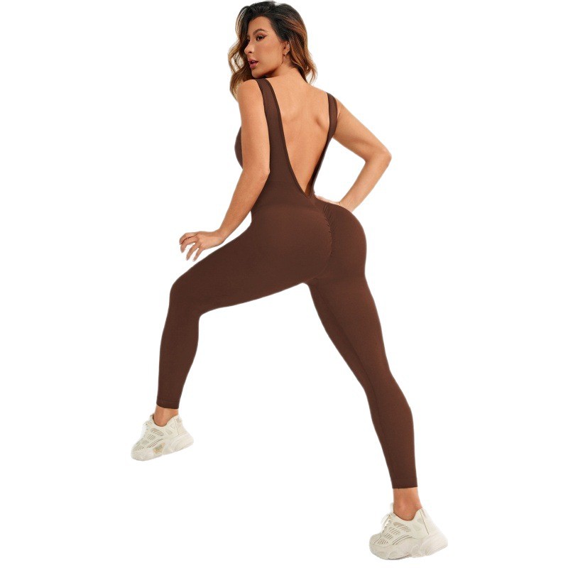 Seamless V-Neck Yoga Jumpsuit - Butt Lifting & Back Slimming