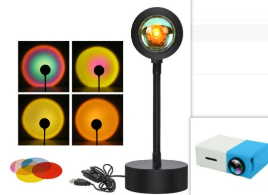 Sunset Projection Lamp - Rotating Rainbow Night Light for Wall Decoration
