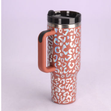 40oz Insulated Stainless Steel Tumbler with Handle & Straw - Spill-Proof Travel Mug