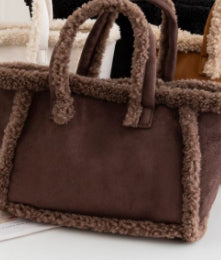 Plush Crossbody Tote Bag - Women's Soft Shoulder Handbag